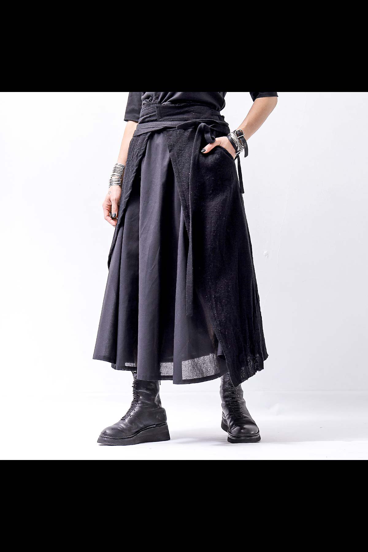 COVERED WRAP SKIRT SET G01_BLACK