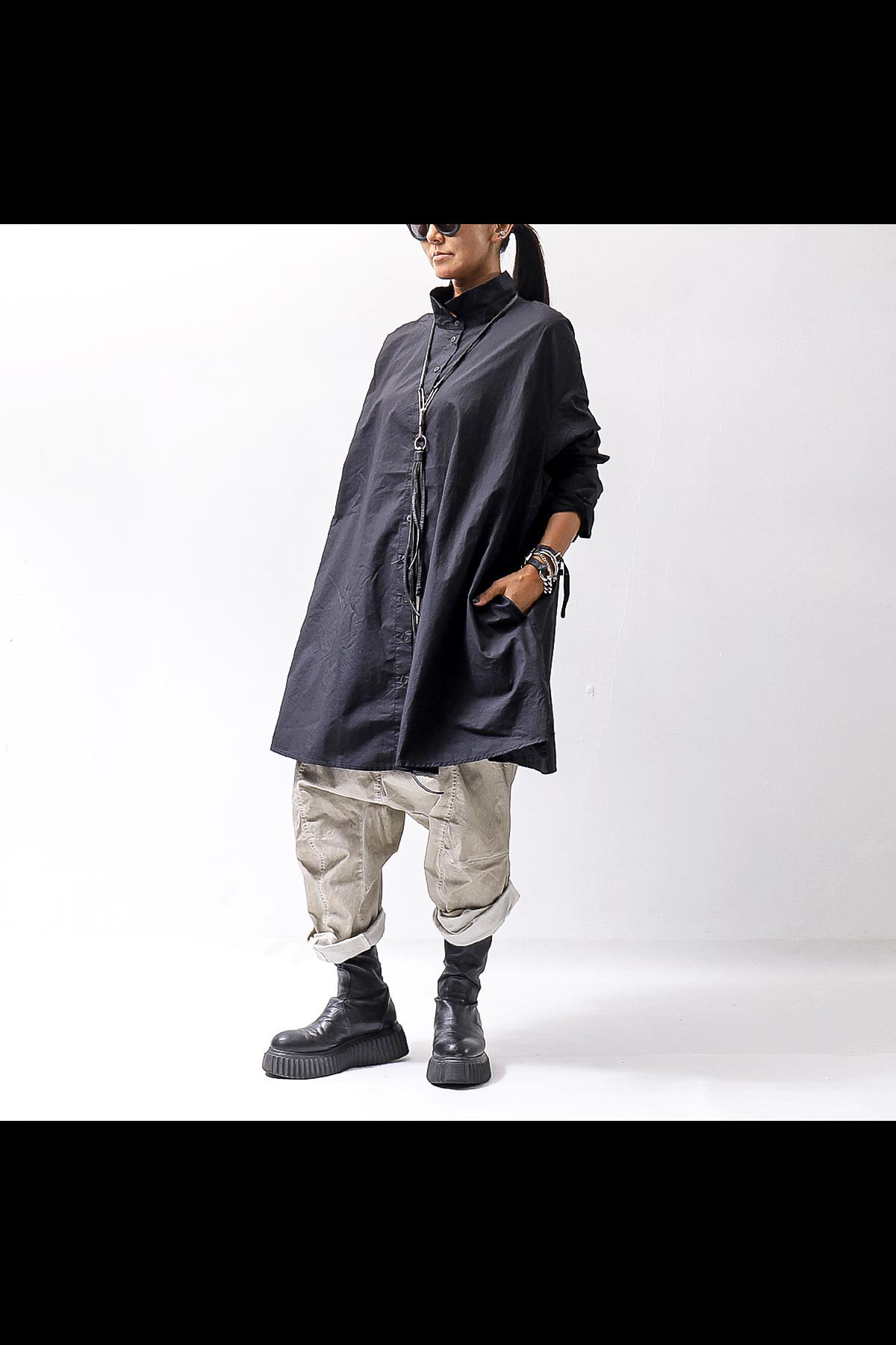 UNISEX OVERSIZE COTTON SHIRT 332 0915_BLACK