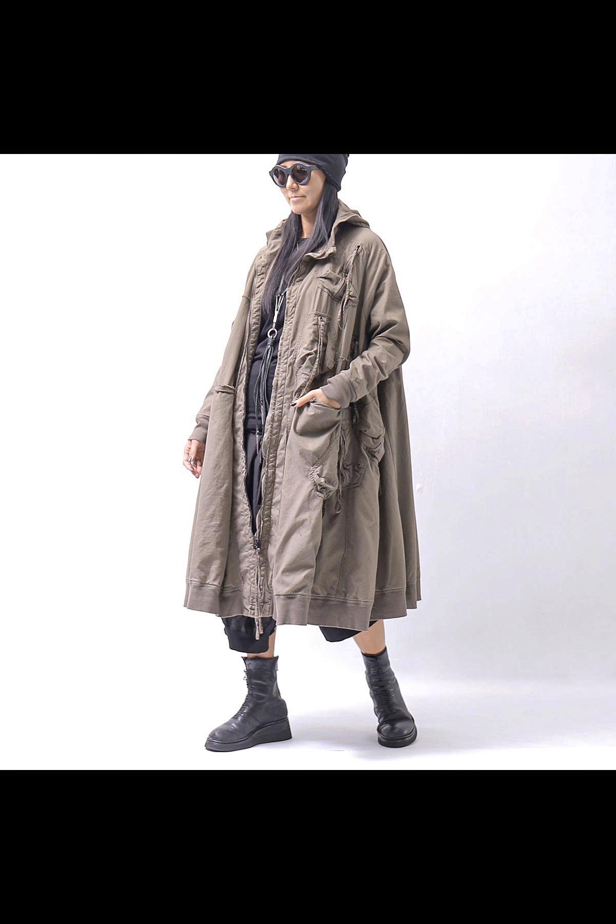 UNISEX ZIPED POCKETSHOOD LONG COAT 260 1208_DUNE