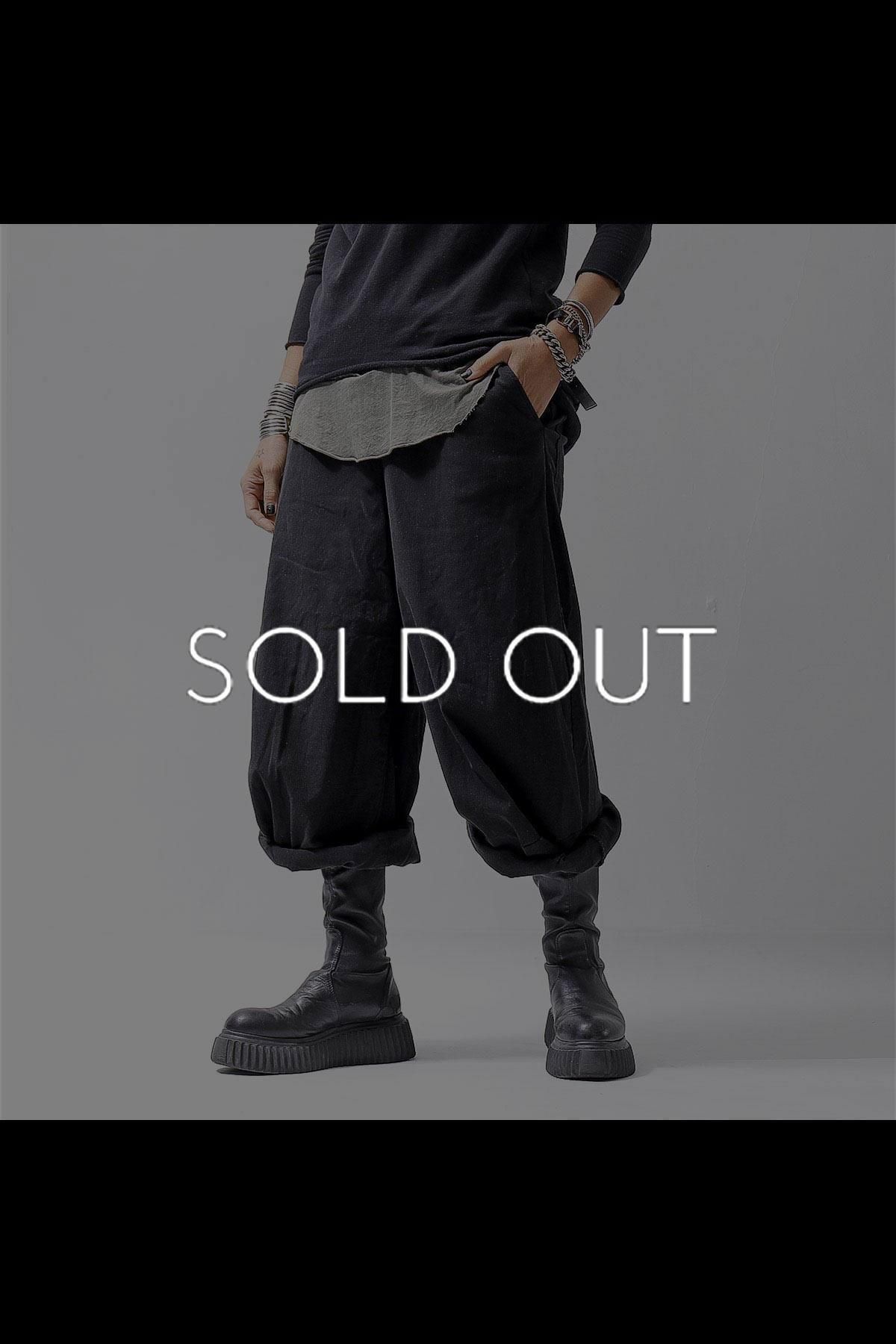 UNISEX STRETCH COTTON WOOL LOW CROTCH WIDE PANTS 341 0102_BLACK STRIPE