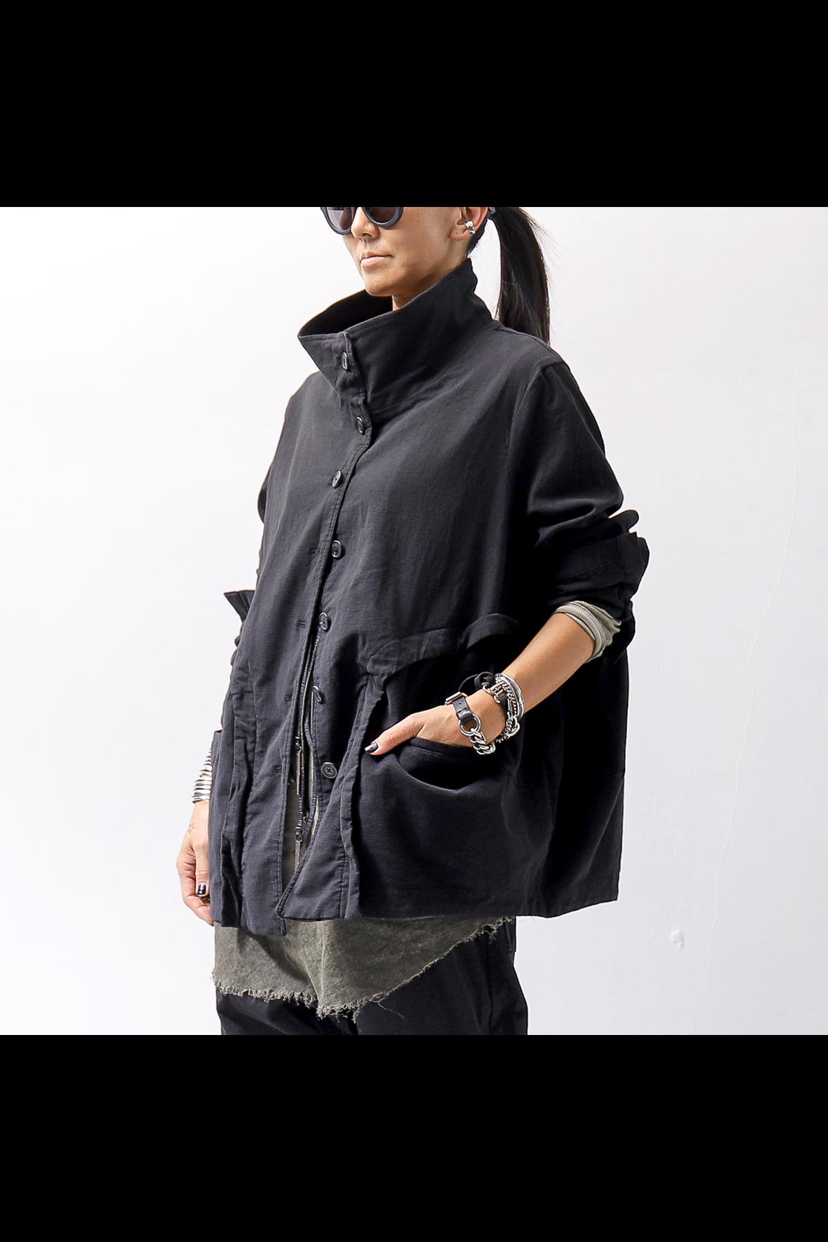 <img class='new_mark_img1' src='https://img.shop-pro.jp/img/new/icons8.gif' style='border:none;display:inline;margin:0px;padding:0px;width:auto;' />UNISEX STRETCH COTTON WOOL JACKET BLOUSON 341 1106_BLACK