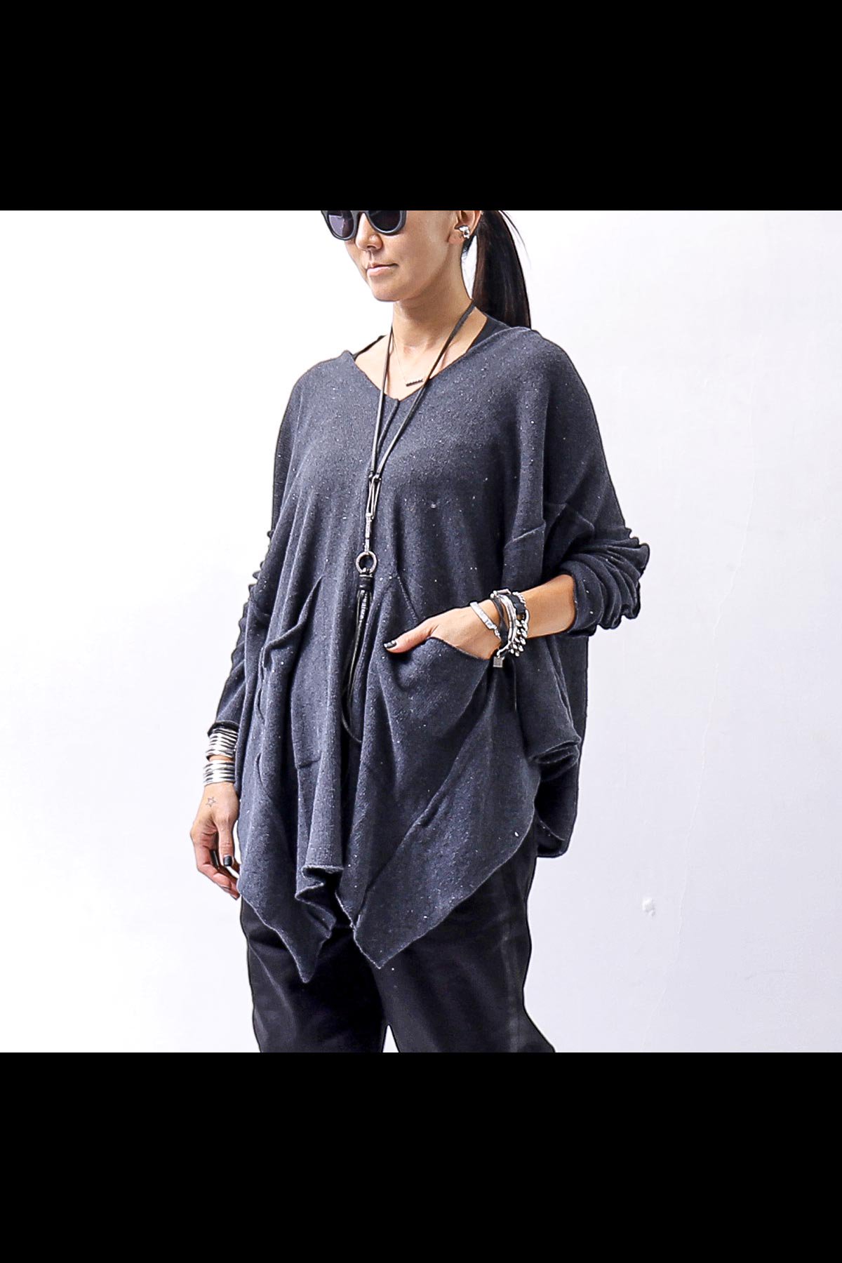 UNISEX 2WAY COTTON KNIT TOP SLB1496_DENIM BLACK