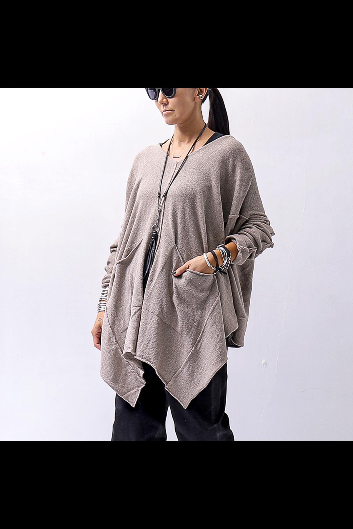 UNISEX 2WAY COTTON KNIT TOP SLB1496_MUD BEIGE