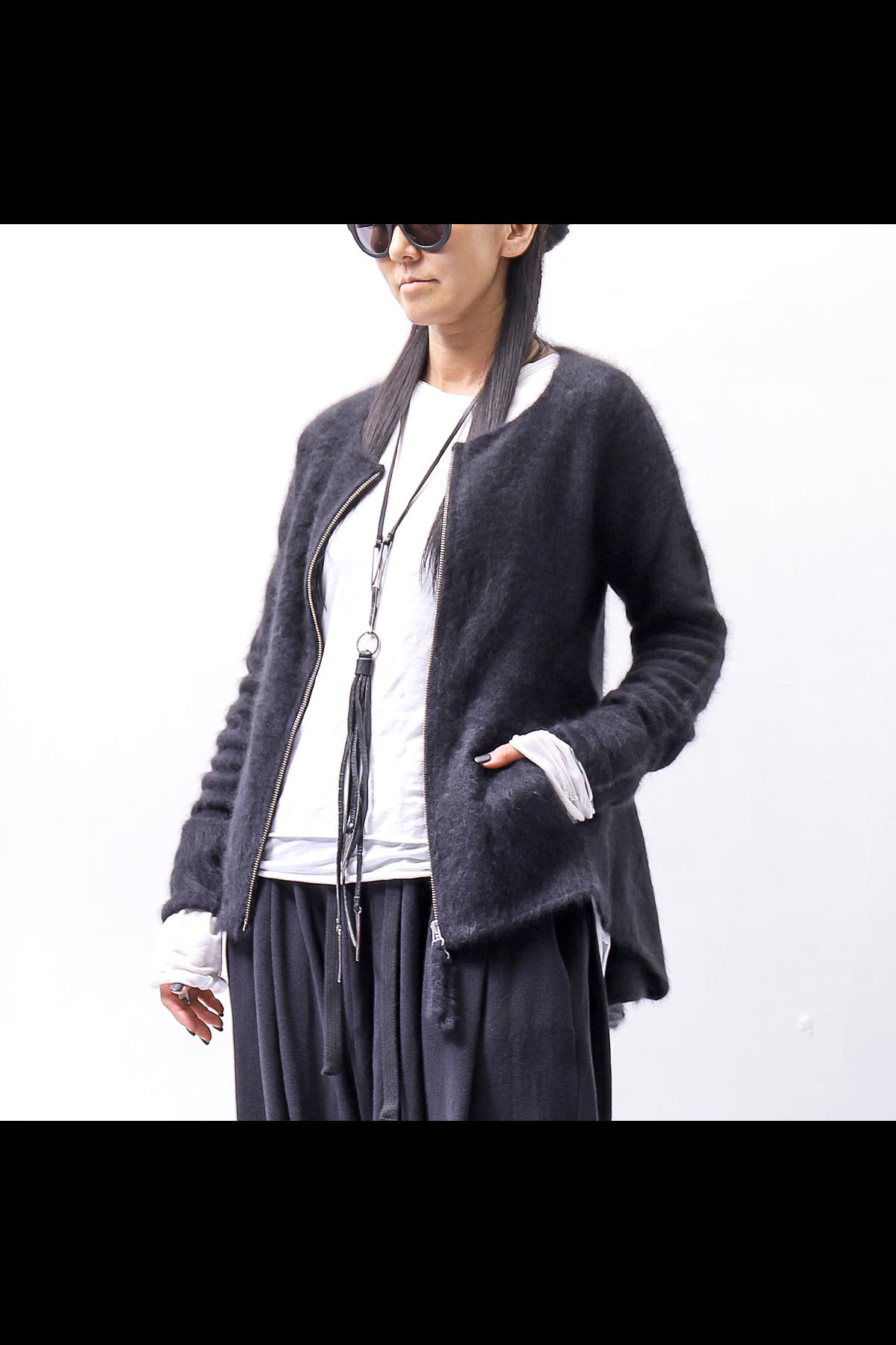 RACCOON ZIP UP CARDIGAN JACKET 141 7113_BLACK