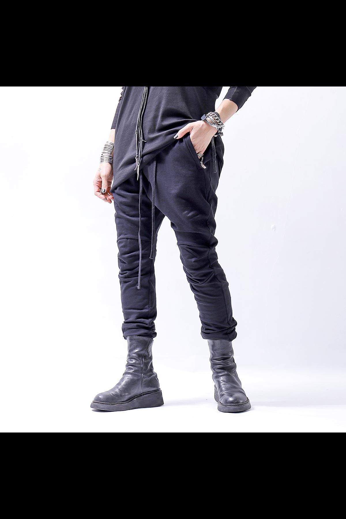 UNISEX SUPER STRETCH SWEAT SLIM PANTS 150QK06_BLACK