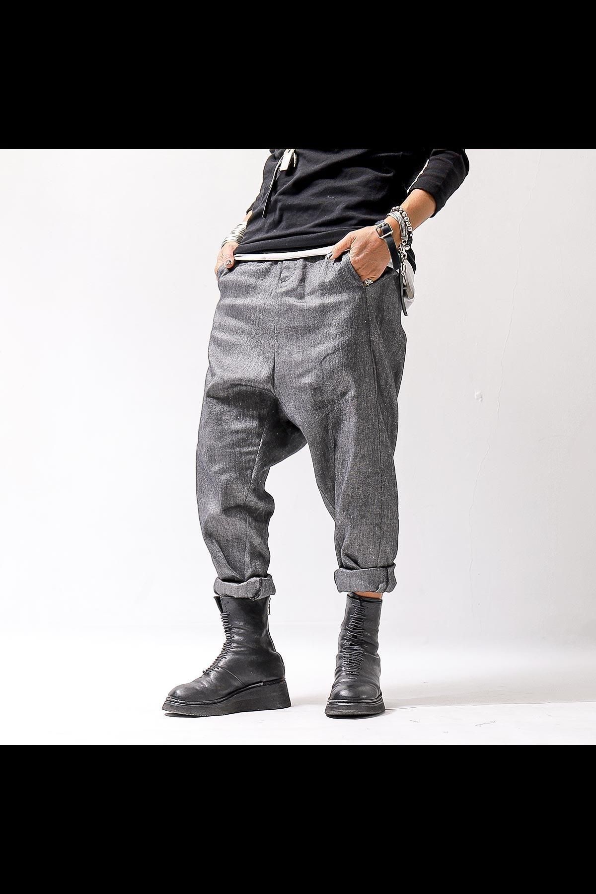 UNISEX LINEN COTTON SARROUEL PANTS P38_GREY