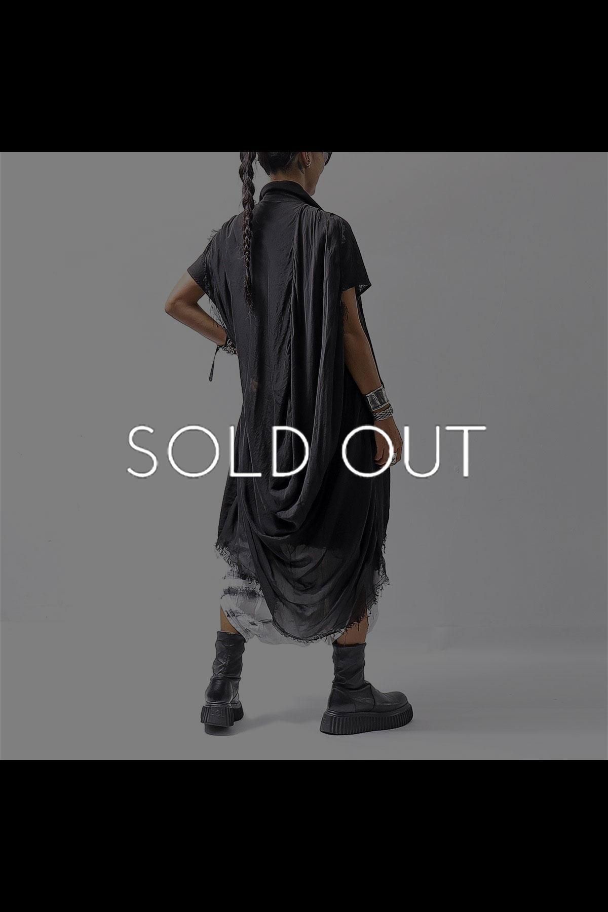 BACK DRAPE LONG SHIRT 284/MM_BLACK