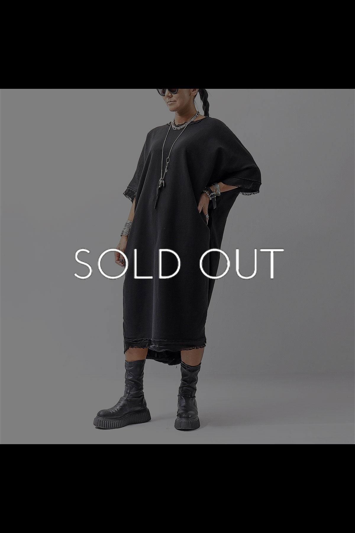 BACK DRAPE&COTTON LIGHT SWEAT DRESS SM04/M2_BLACK