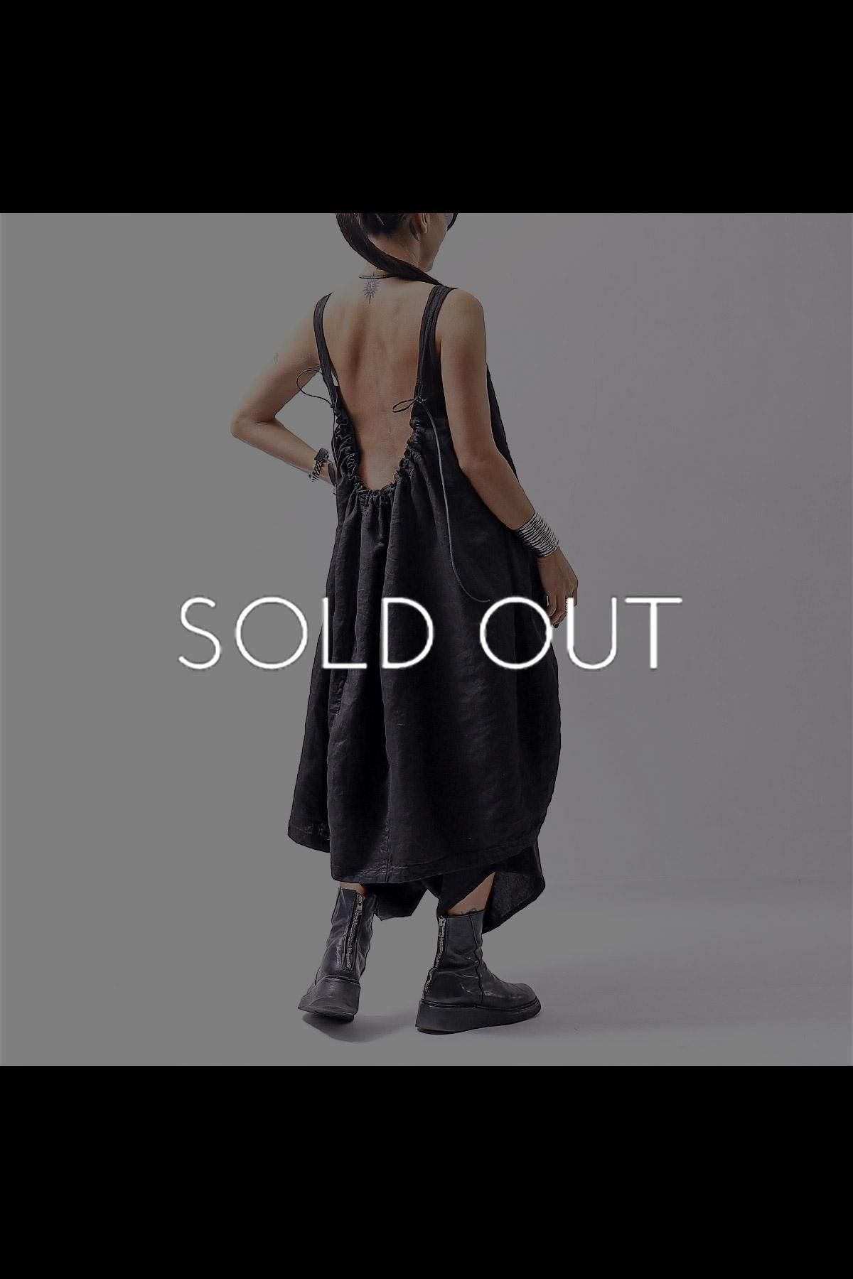 BACK OPEN COCOON LINEN DRESS 241 0917_BLACK