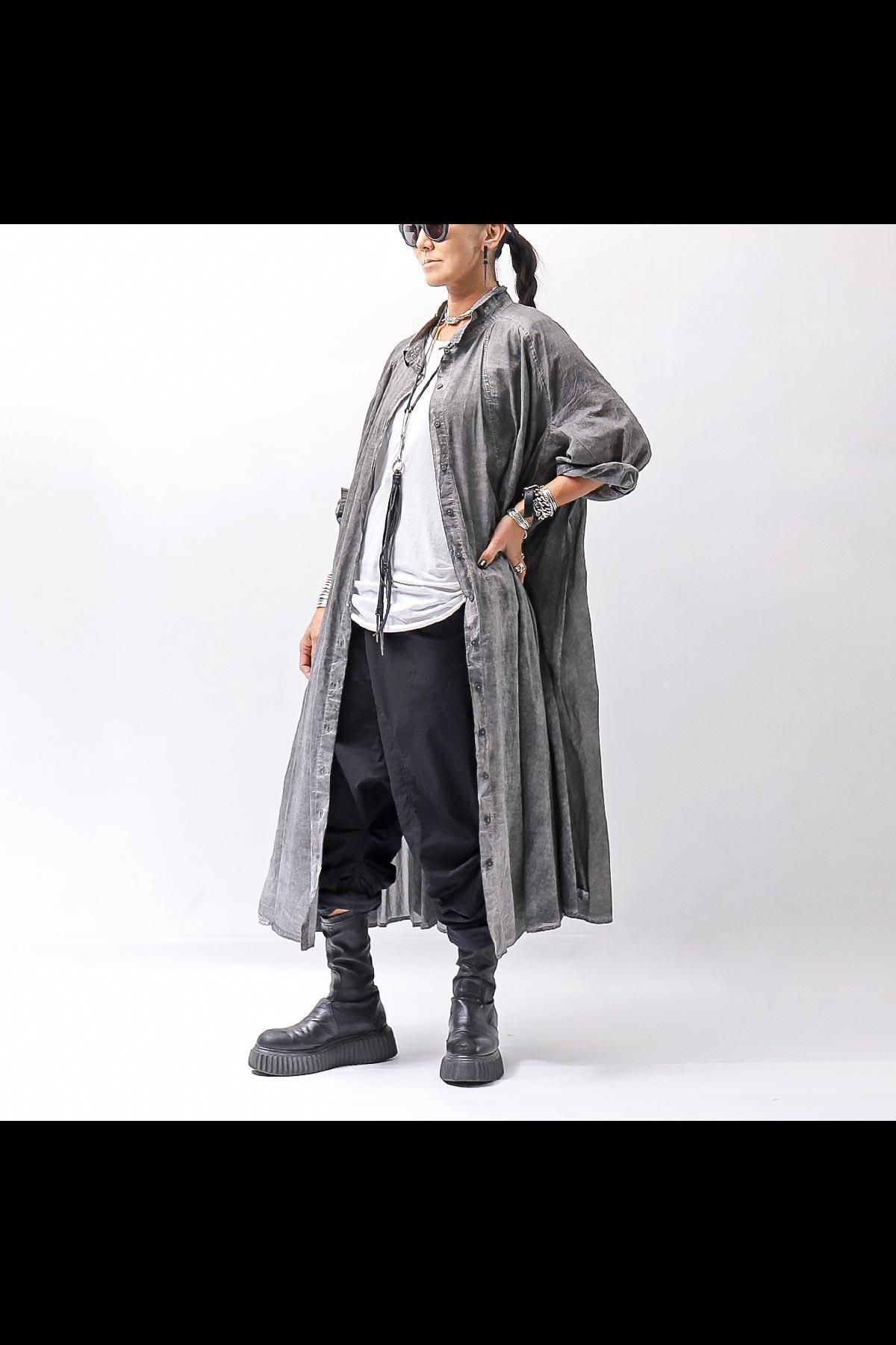 LIGHT COTTON SHIRT CARDIGAN DRESS 332 0912_BLACK WASH(GREY)