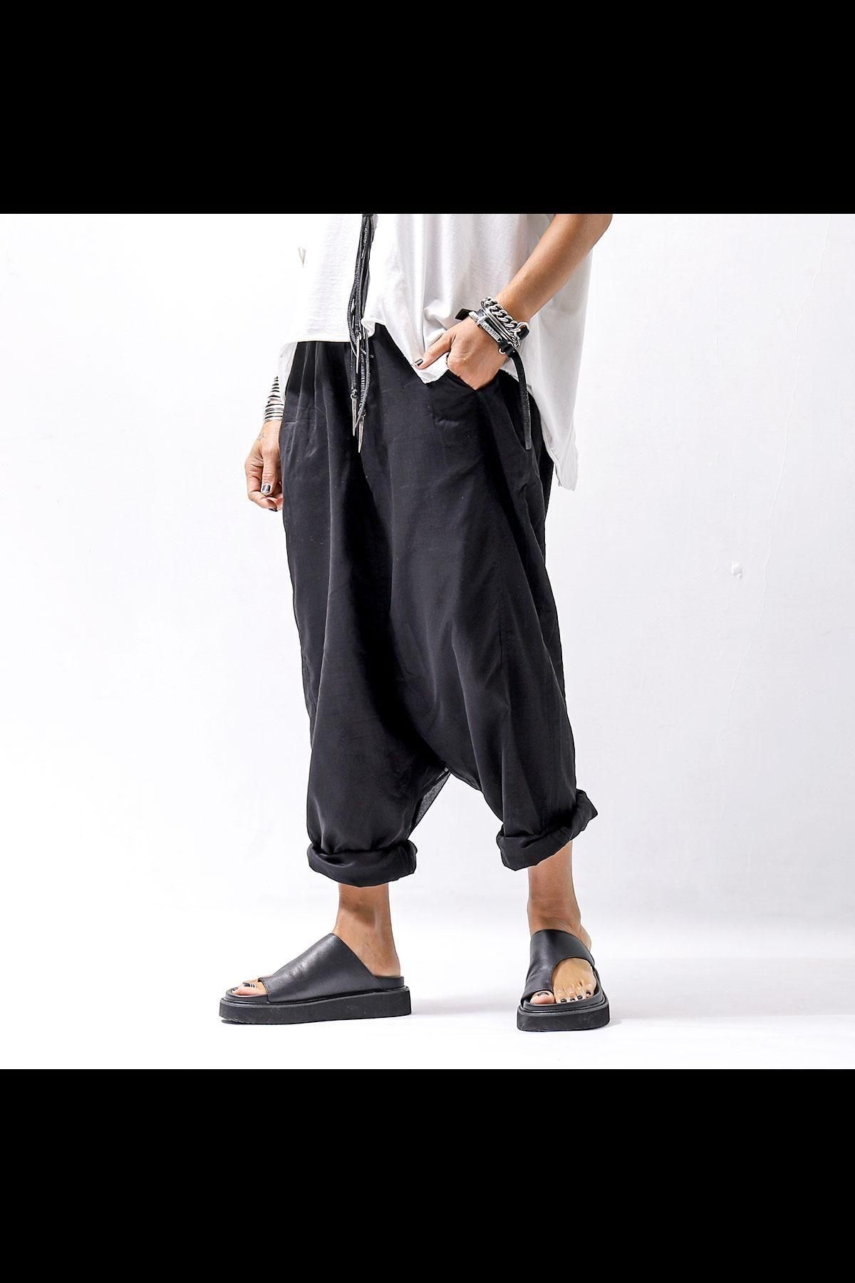 UNISEX LIGHT COTTON SARROUEL PANTS BZB1668_BLACK