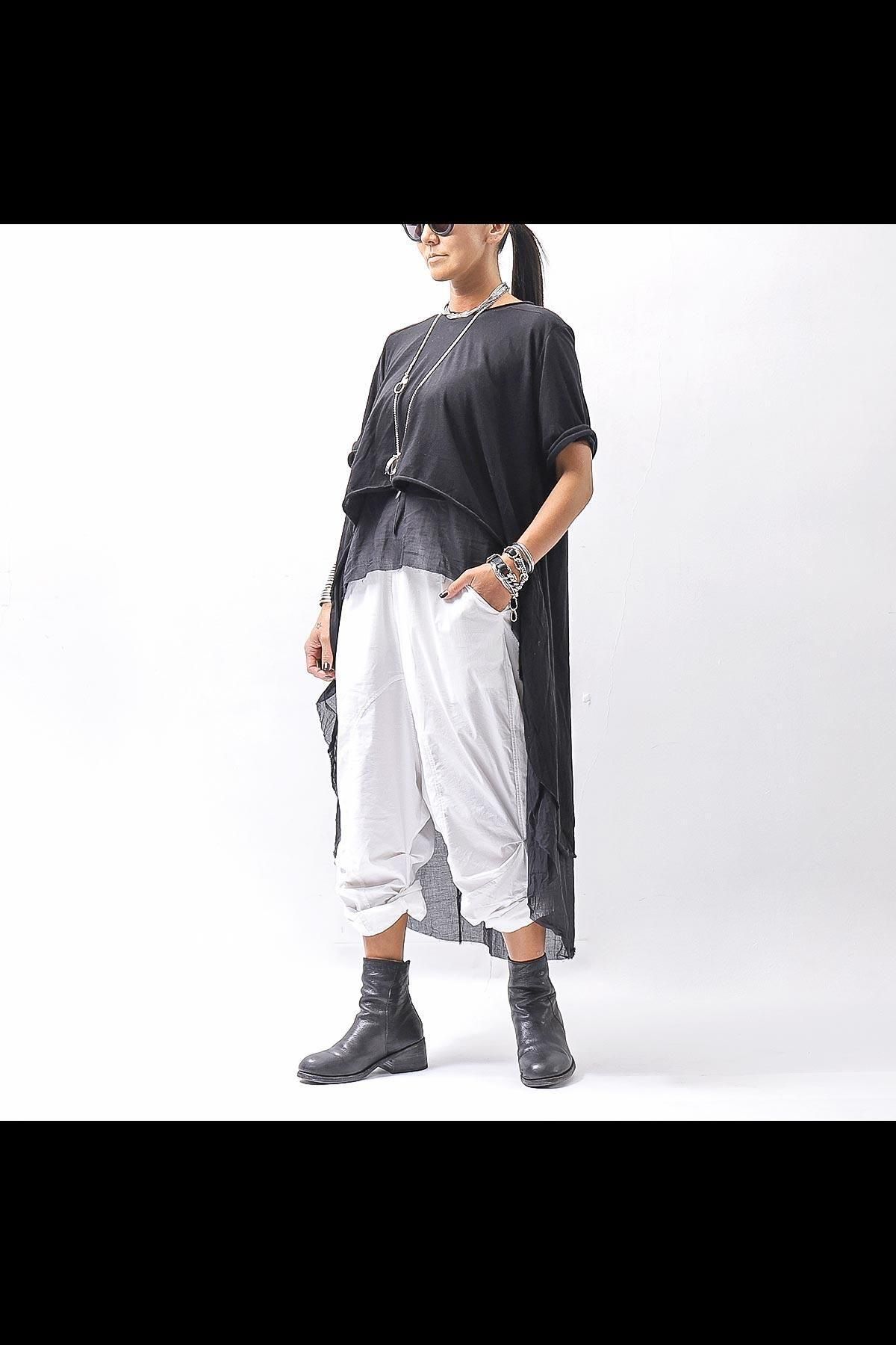 COTTON LAYERED BACK LONG TOP MPB1822_BLACK