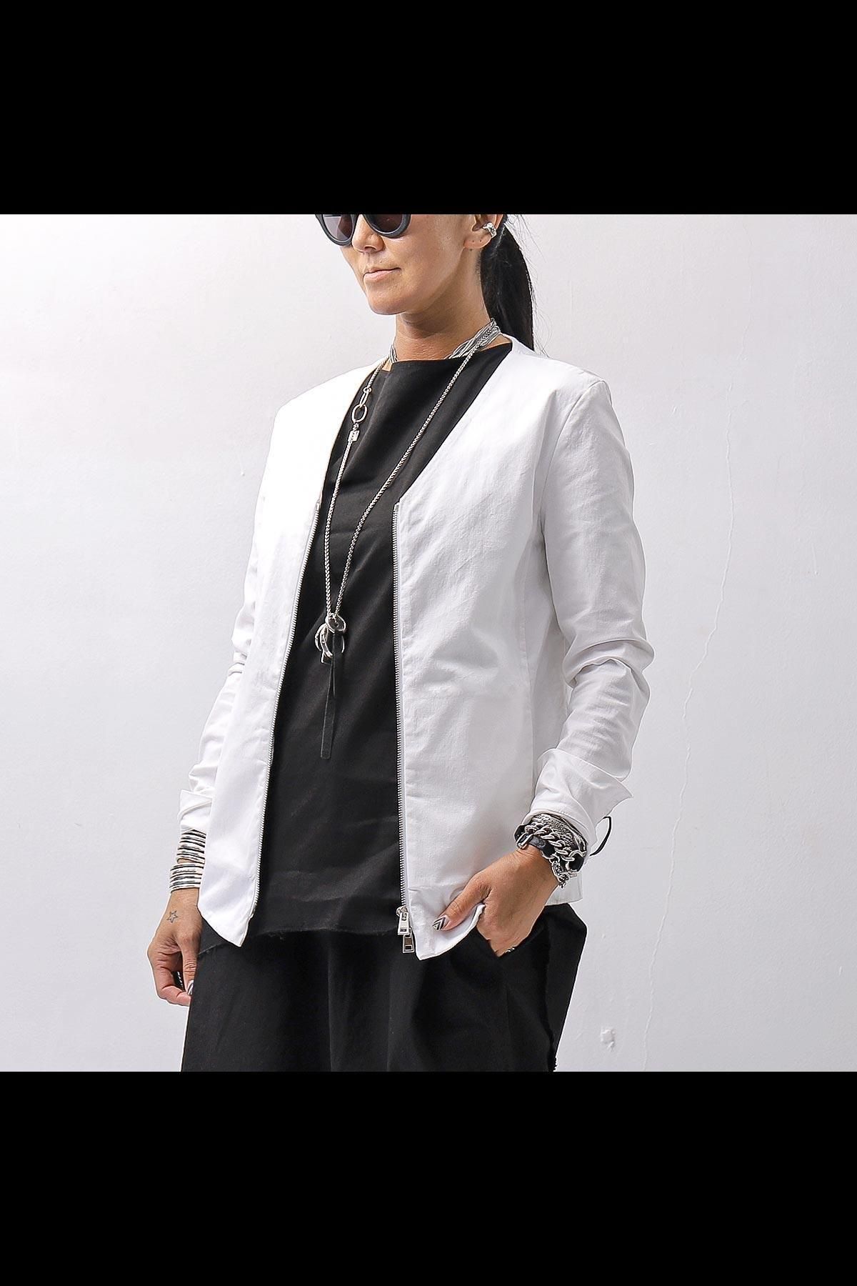 UNISEX STRETCHED CARDIGAN JACKET 398CC_WHITE
