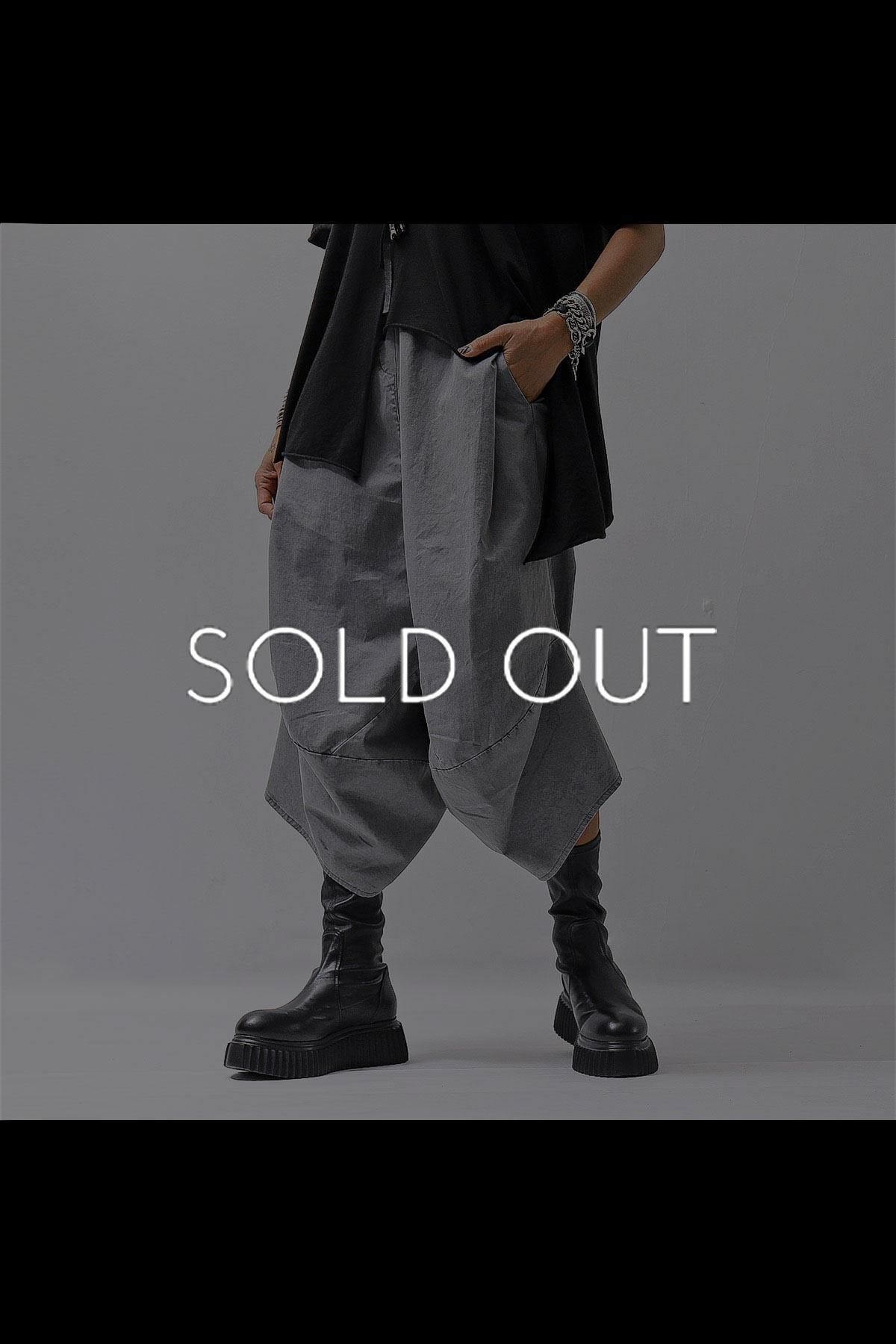 UNISEX ASYMMETRY COTTON PANTS 722CC_GREY WASH