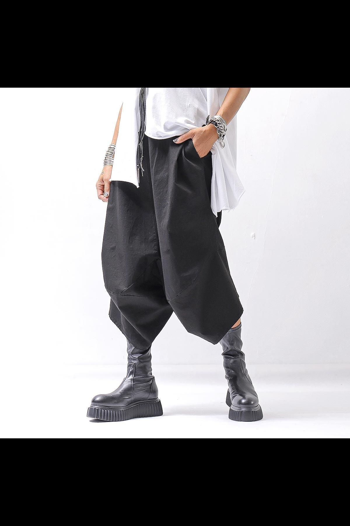 UNISEX ASYMMETRY COTTON PANTS 722CC_BLACK