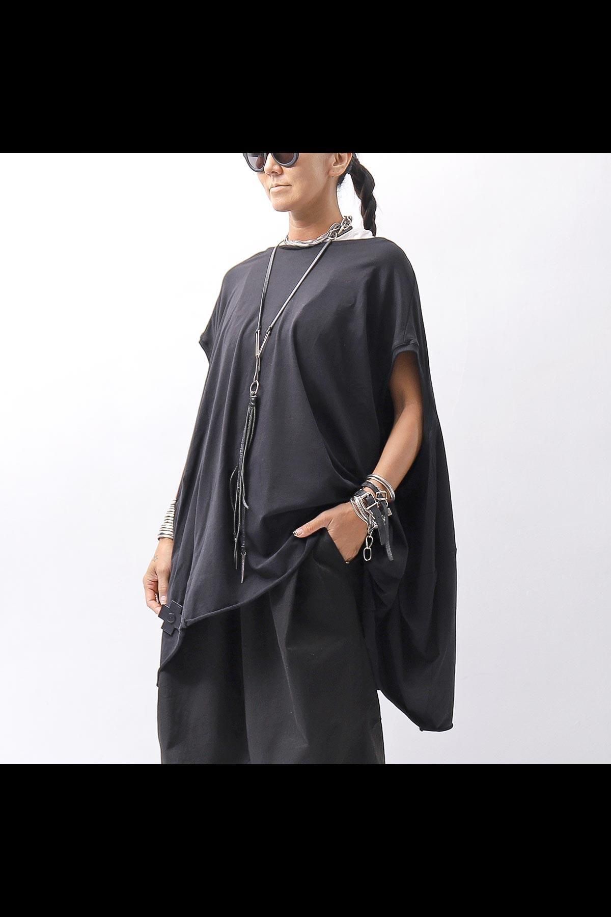 OVER SIZED COTTON STRETCH TOP 5019_BLACK