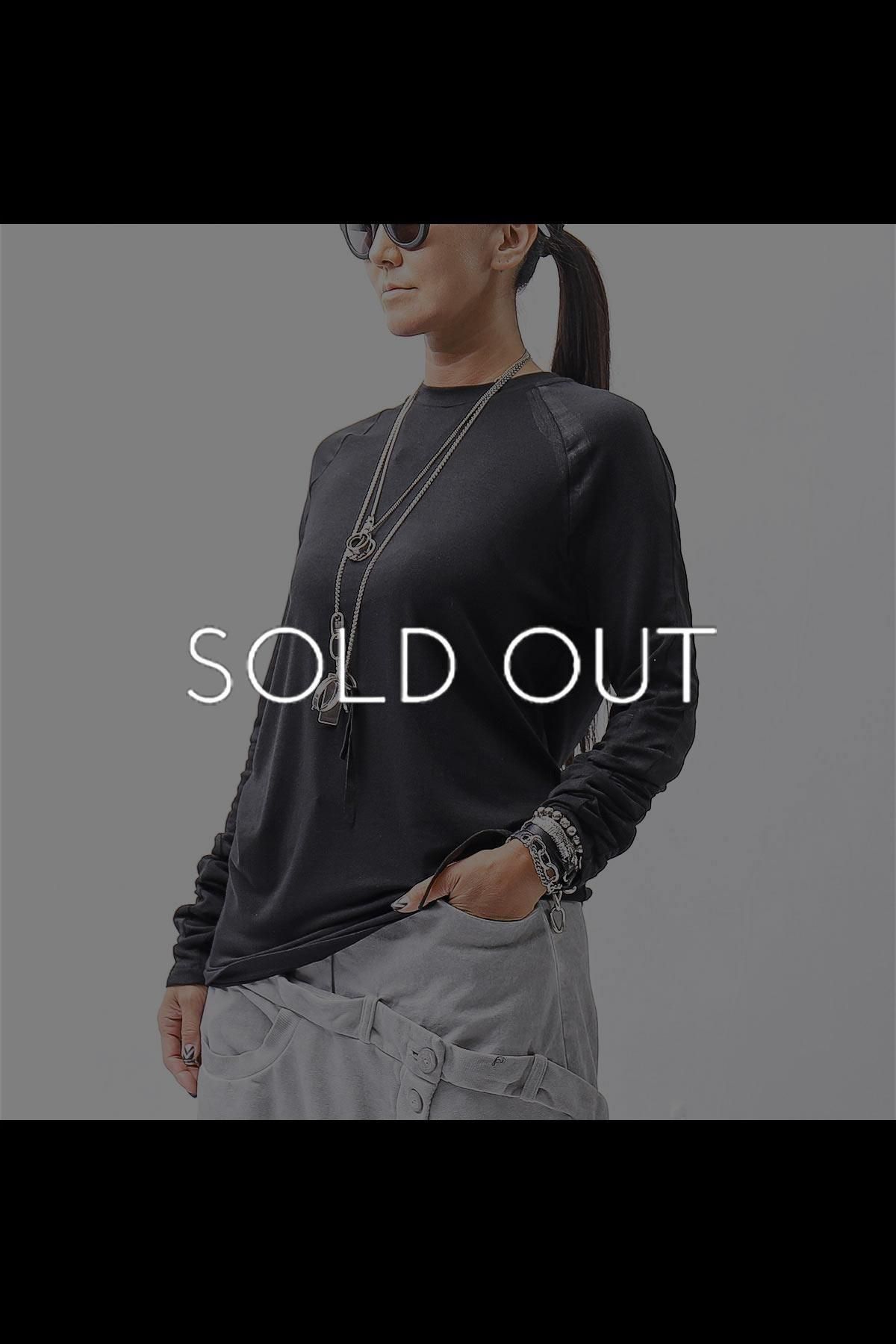 UNISEX COTTON MODAL PAINT LINE LONG SLEEVE TOP MTS907_BLACK