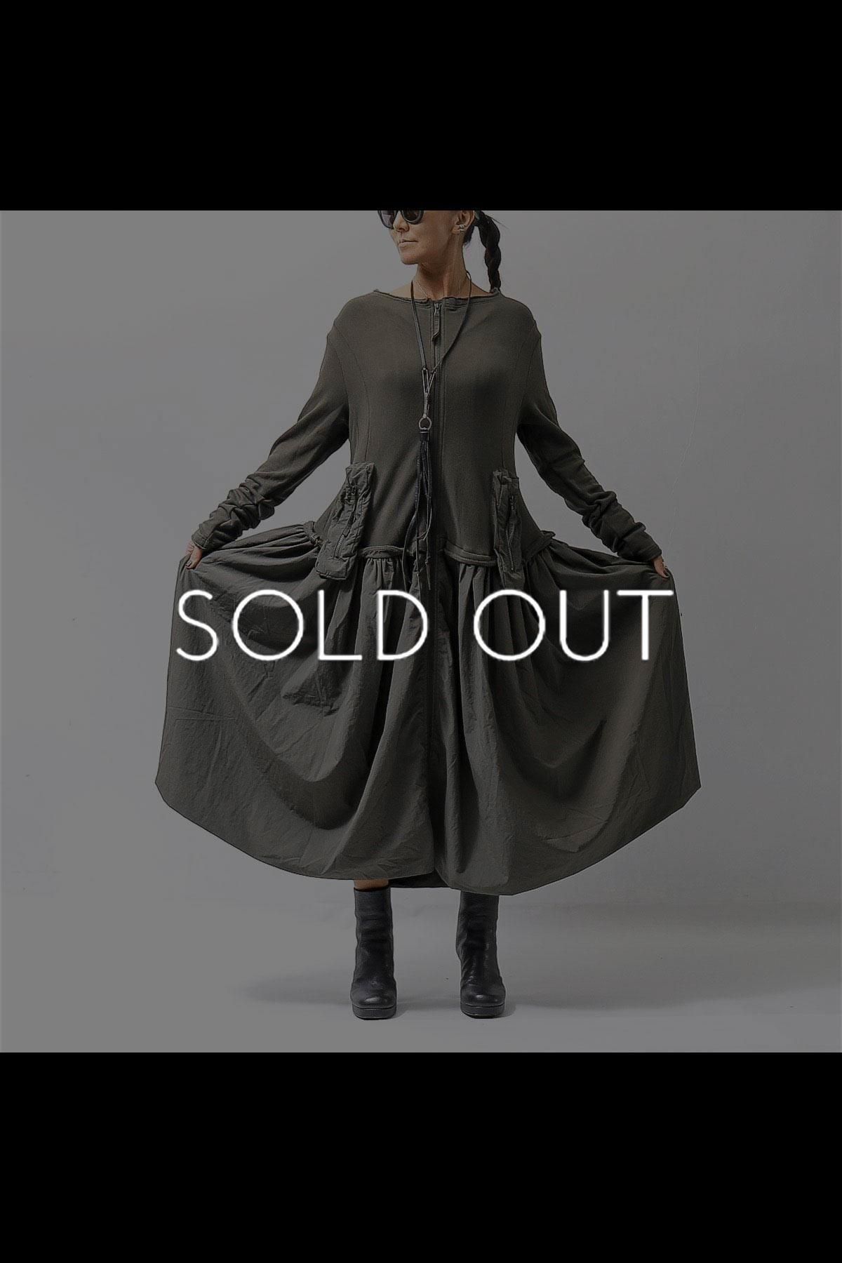 2WAY LIGHT SWEAT&NYLON LONG CARDIGAN DRESS 351 0924_JUNGLE