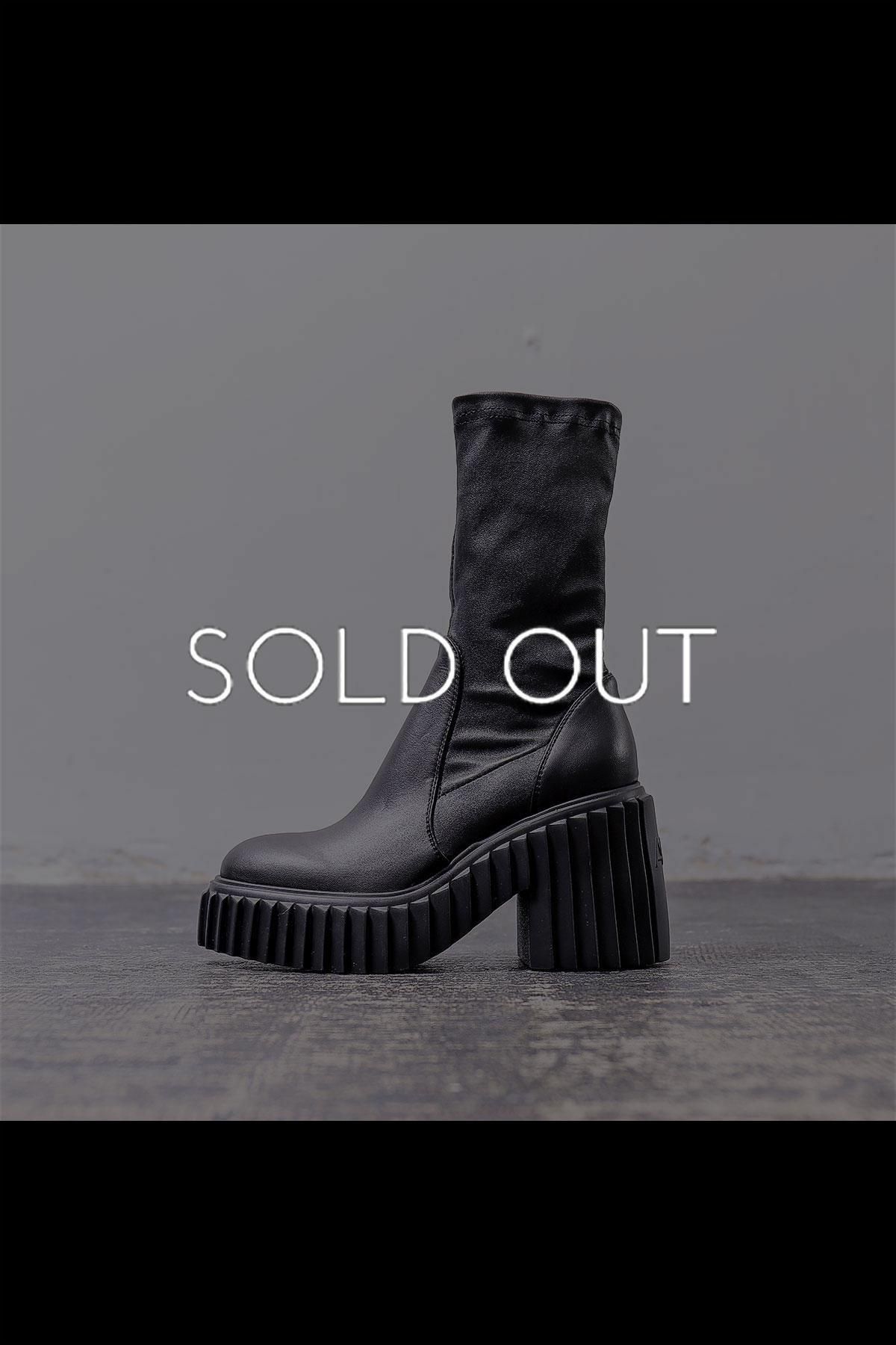 STRETCH LEATHER HEEL BOOTS MIDI HEEL STRETCH_BLACK