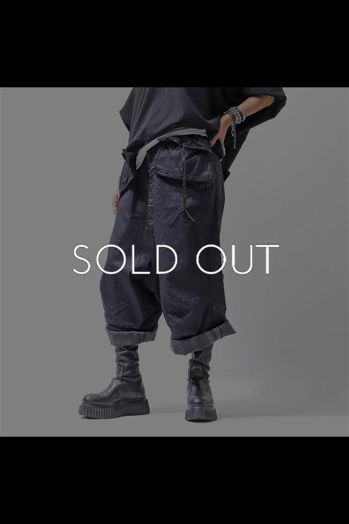 DENIM GLOSS WIDE SARRUEL PANTS 206_INDIGO BLACK GLOSS