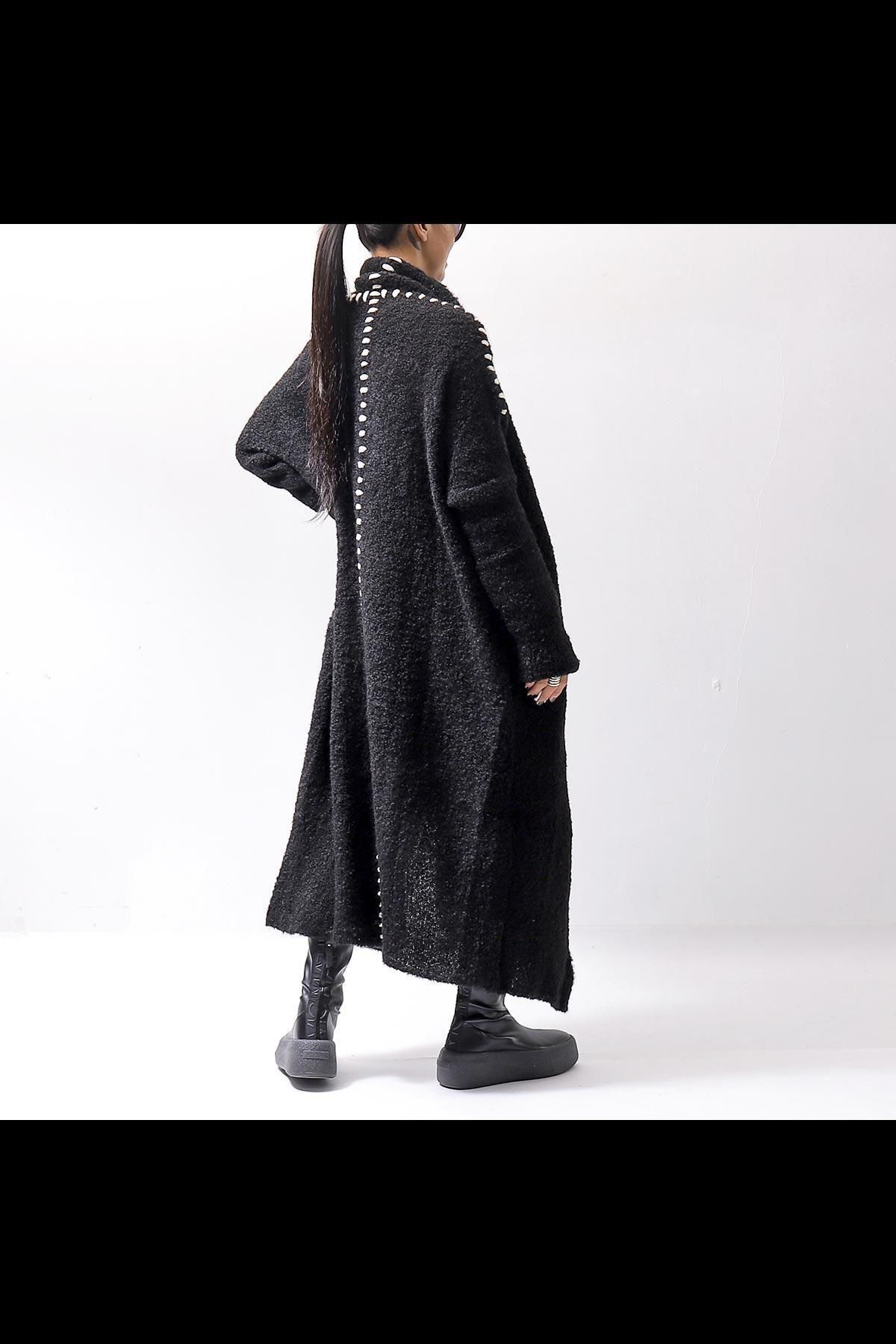 UNISEX ALPAKA LONG CARDIGAN WKJ172_BLACK