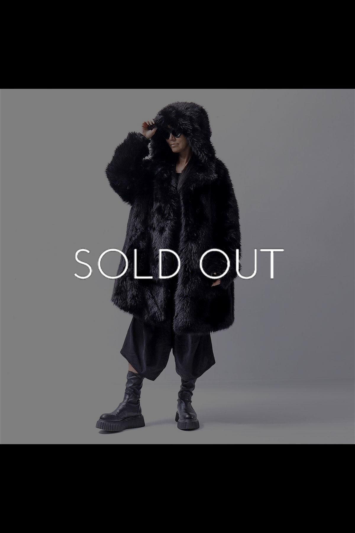 UNISEX FAUX FUR HOODIE COAT 324 1115_BLACK