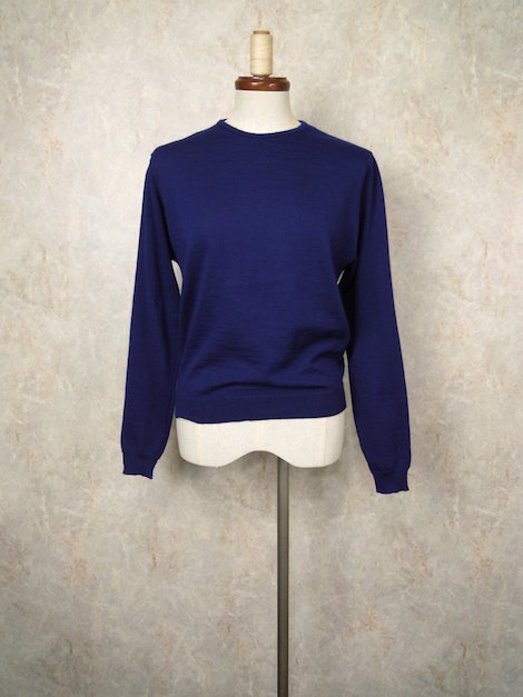 1960's-1970's ヴィンテージ クルーネック ハイゲージ ニット セーター ”ネイビー”