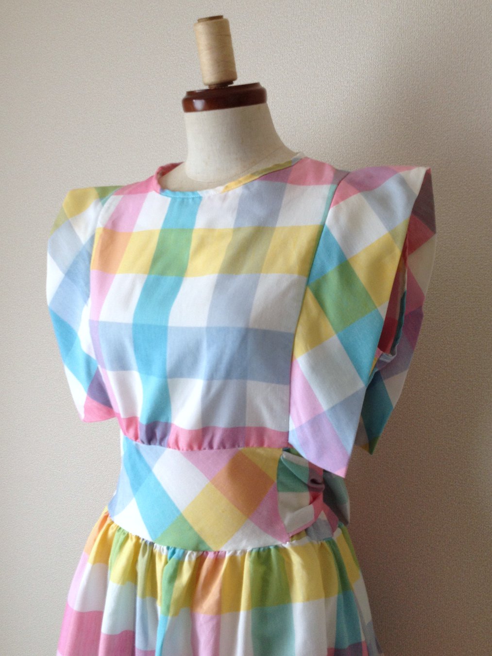 Pastel plaid vintage apron dress
