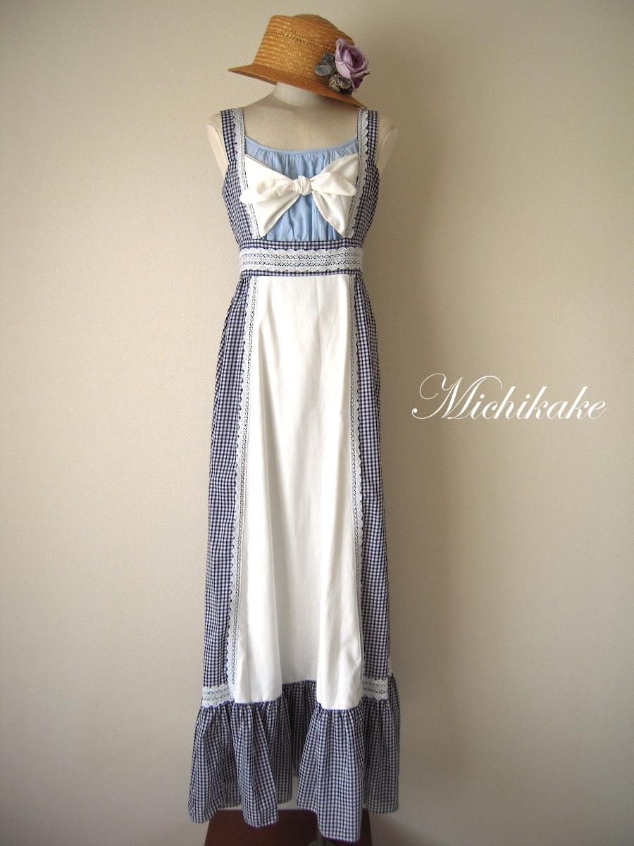 GUNNE SAX】チェック柄マキシ丈ヴィンテージワンピースドレス