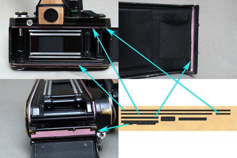 Nikon F2用裏蓋モルト貼り替えキット - Aki-Asahi Custom Camera Coverings
