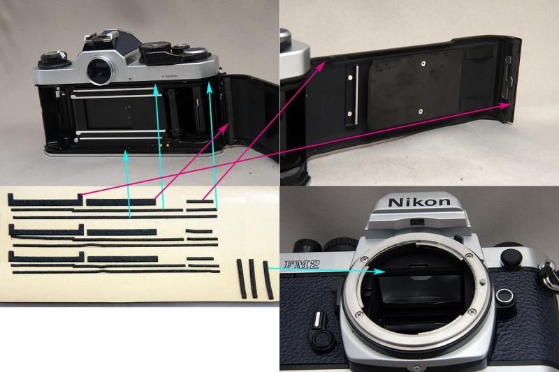 Nikon FM2用裏蓋モルト貼り替えキット - Aki-Asahi Custom Camera Coverings