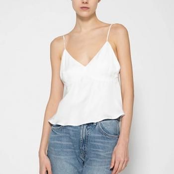 determ; collagen satin open back blouse トップス