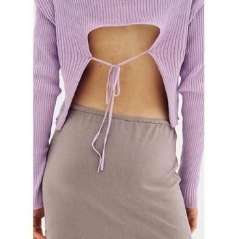 determ; Back Ribbon short cardigan