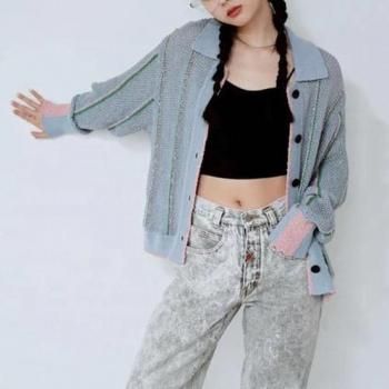 HCAE CONTRAST STITCH KNIT CARDIGAN/ͽ7ͽ