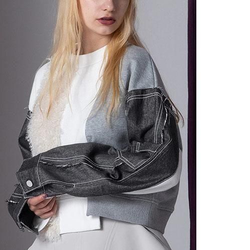 未使用級！AULA AILAデニムコンビネーションプルオーバー　インディゴ 未使用級！AULA AILAデニムコンビネーションプルオーバー