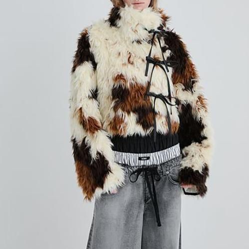 SORIN Synthetic Fur Lace-up Cardigan | Levre