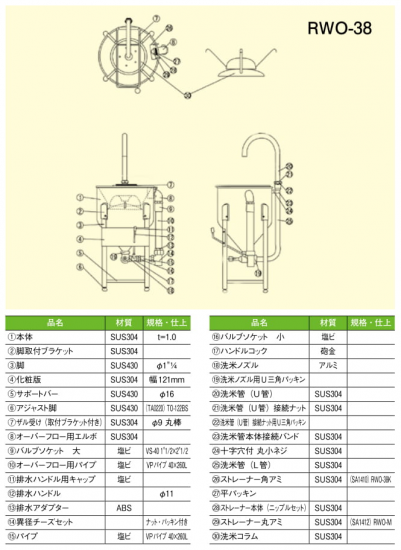 スギコ 洗米機(水圧式) 1斗 RWO-38 - アナハイム 厨房設備ネット販売