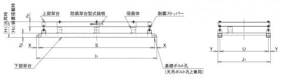ルーロー柱状架台　構造医学 テラル スプリング防振架台 TFS-35-CN - 業務用厨房の排気・換気