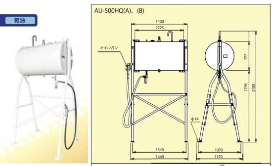 コモンレールディーゼルエンジン向け軽油ガン付タンク 500型 AU-500HQ(Ａ) - アナハイム 厨房設備ネット販売事業部  インボイス登録番号T1370001024332