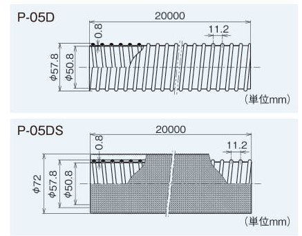 良質  P-05D 小口径ダクト(φ50mm) 断熱なし : ダクト材質:PVC 換気扇・レンジフード
