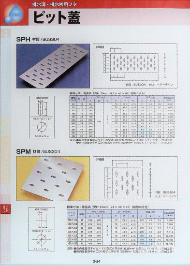 排水溝・排水用フタ ピット蓋 SPH - アナハイム 厨房設備ネット販売