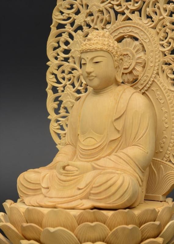 曹洞宗・臨済宗】柘植製 釈迦如来(座像/2.5寸) 金剛台座 唐草