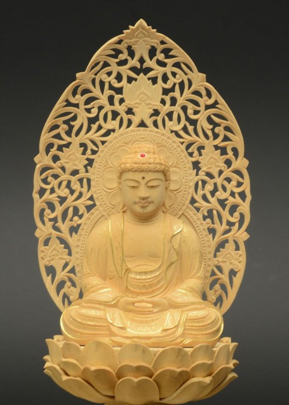 臨済、曹洞宗本尊釈迦如来坐像昔柘植材の手彫り品仏教仏像