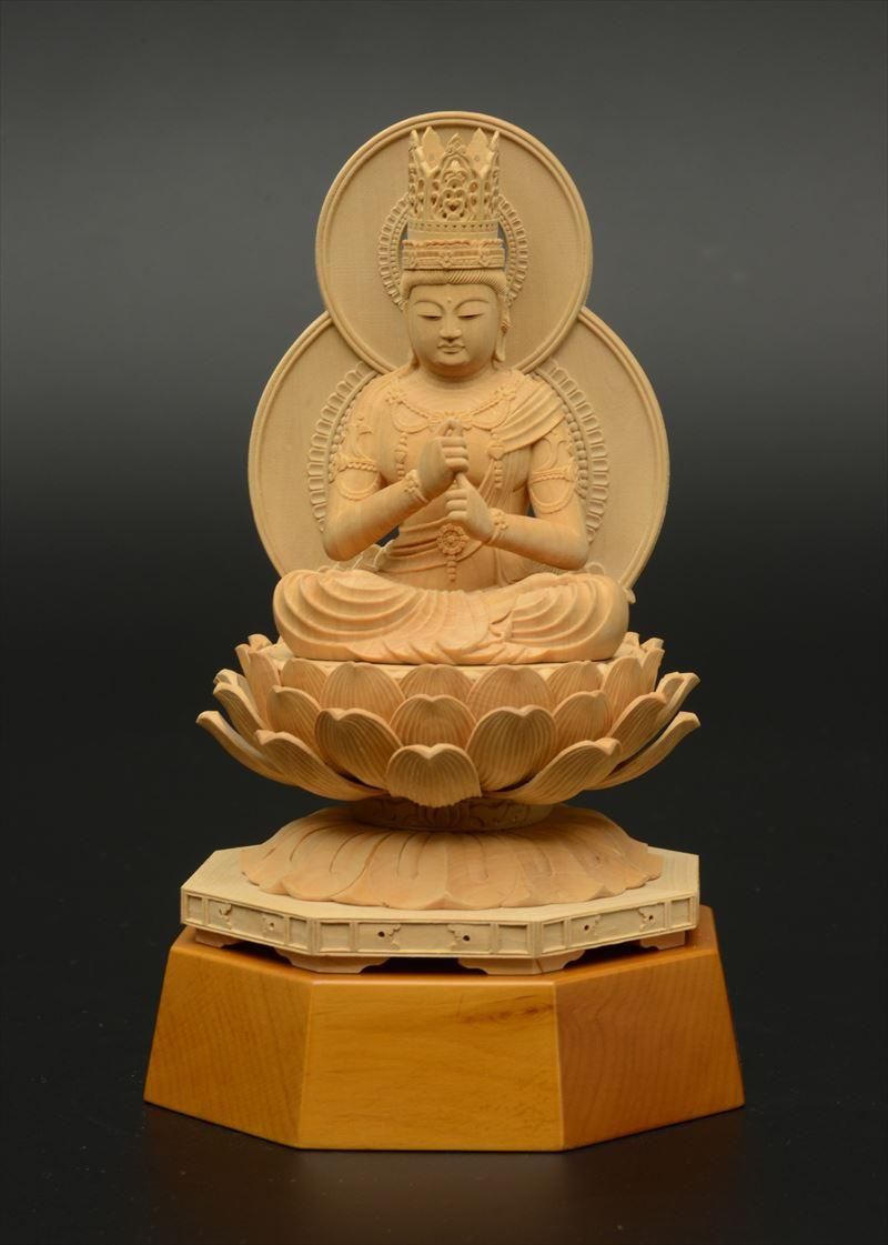 真言宗】柘植製 大日如来(座像/2.5寸) 八角台座 二重光背 仏像