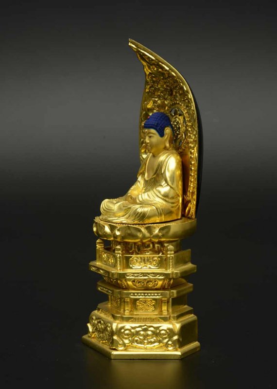 仏像 】純金中七 肌粉仕上げ 座釈迦 2.5寸 高さ26.5cm 御本尊 仏壇