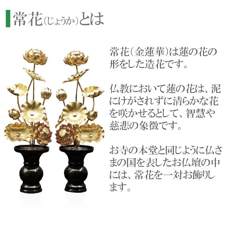 常花（金蓮華） 6号9本立て 軽合金 金色 1対ーひるた仏具店