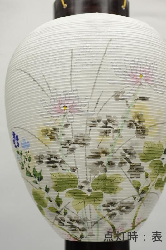 黒檀のお仏壇と仏具、漆塗り絹張り手描き絵お盆提灯(みのじ製岐阜提灯)一対 黒檀のお仏壇と仏具、漆塗り絹張り手描き絵お盆提灯(みのじ