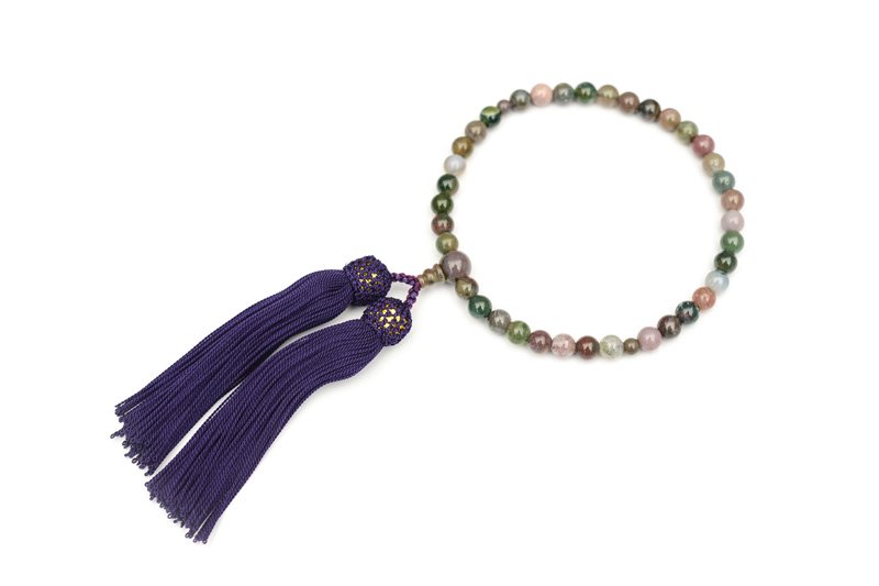 五色瑪瑙（メノー）青紫　女性用　片手念珠・略式数珠