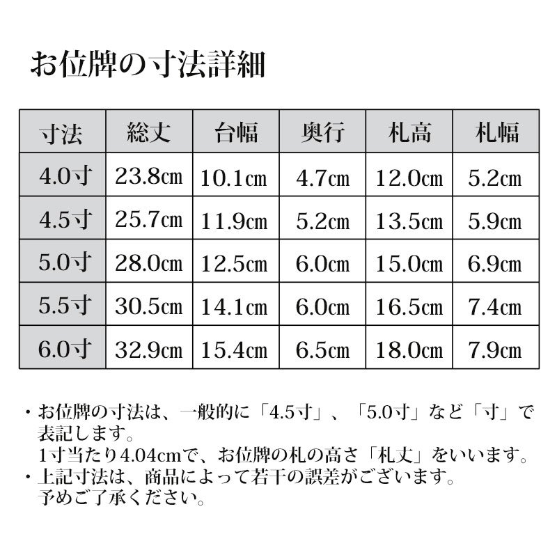 全宗派】銘木位牌 紫檀 切高欄（4寸～6寸） 唐木位牌 文字入れ 名入れ