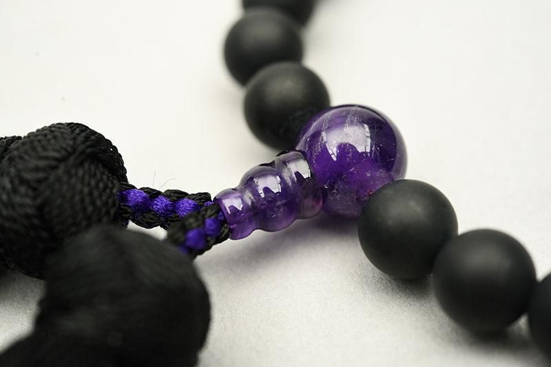 全宗派】 片手念珠・略式数珠 黒オニキス 紫水晶(女性用/桐箱入り